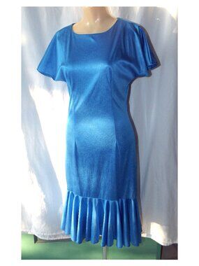 Vintage Flapper Style Blue SIZE 3/4 Teen's Dress Pea Patch New York 80s 1980s